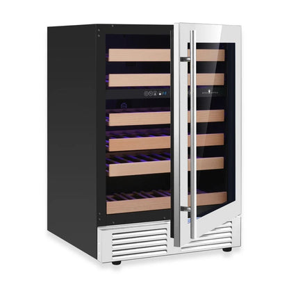 24" Built-in Dual Temperature Zone Wine Fridge with Low-E Glass Door