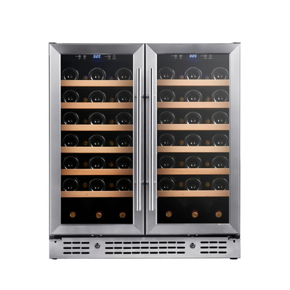 30-Inch Built-In Dual-Zone Wine Refrigerator with Low-E Glass