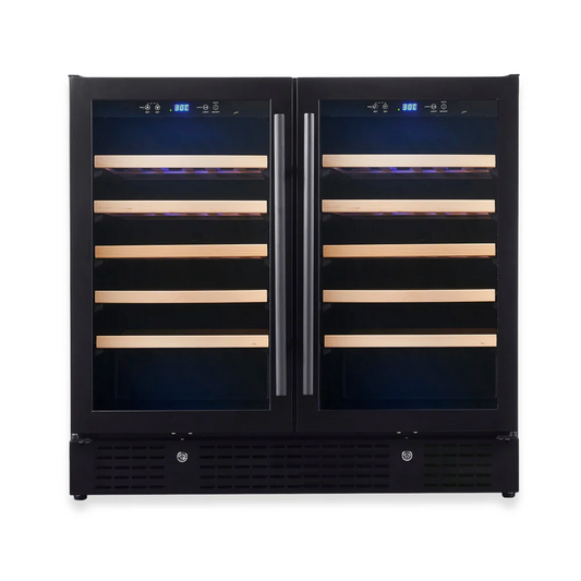 36-Inch Dual-Zone Wine Refrigerator with Low-E Glass Door for Optimal Preservation