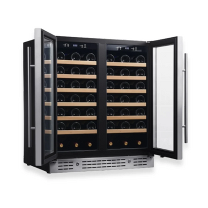 36-Inch Dual-Zone Wine Refrigerator with Low-E Glass Door for Optimal Preservation